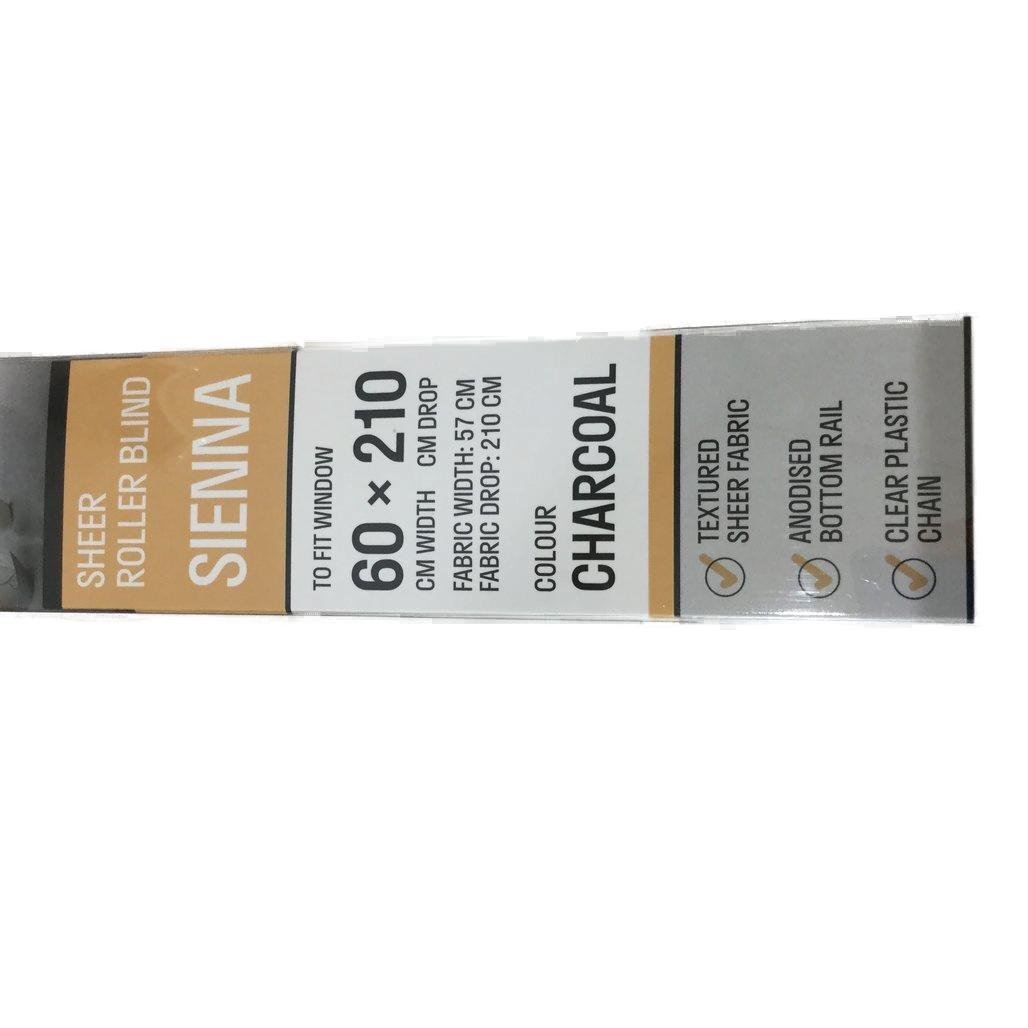 Markisol 2 Pack Sienna Sheer Roller Blinds Charcoal 60 x 210cm NEW