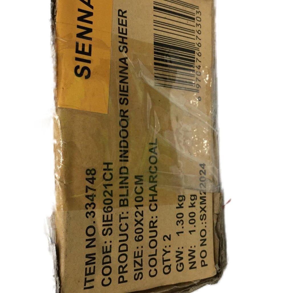 Markisol 2 Pack Sienna Sheer Roller Blinds Charcoal 60 x 210cm NEW