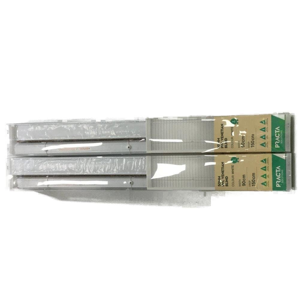 Practa Solutions 2 Pack White 50mm PVC Venetian Blinds 90 x 150cm NEW