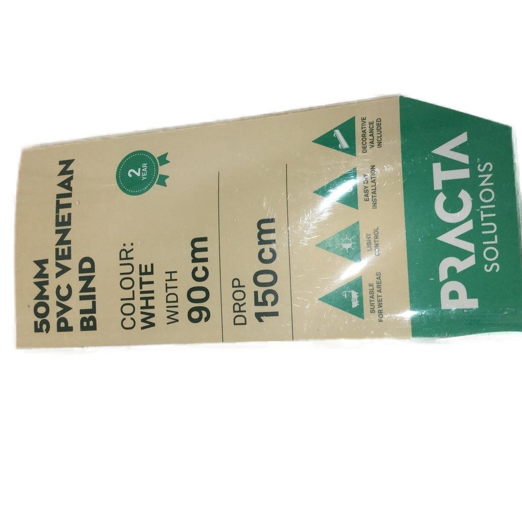 Practa Solutions 2 Pack White 50mm PVC Venetian Blinds 90 x 150cm NEW