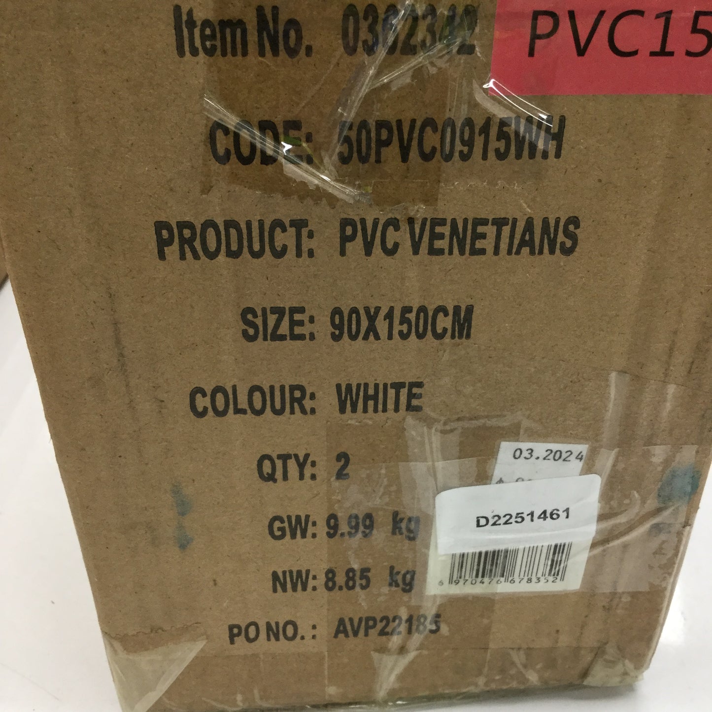 Practa Solutions 2 Pack White 50mm PVC Venetian Blinds 90 x 150cm NEW