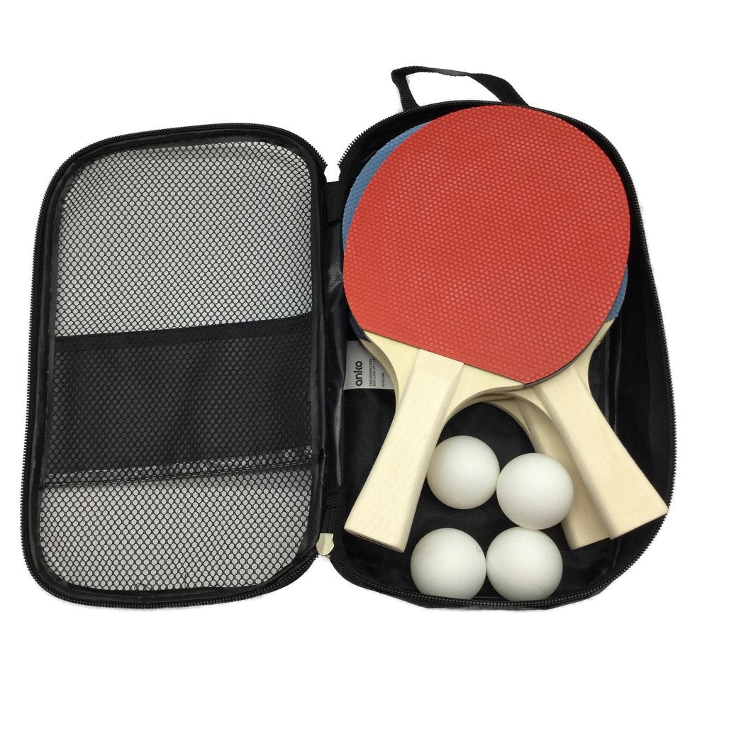 Set of 4 Red, Yellow, Blue & Navy Table Tennis Bats w/ 4 Ping Pong Balls NEW