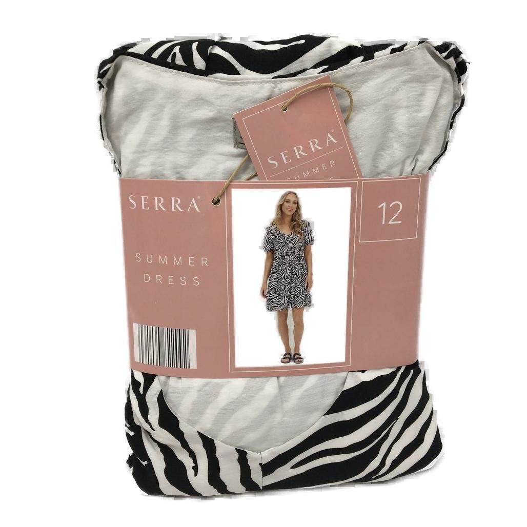 Serra Black & White Zebra Print Summer Dress Ladies Size 12 NEW Vinnies  Online