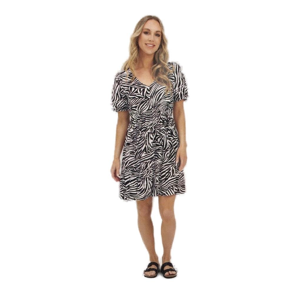 Serra Black & White Zebra Print Summer Dress Ladies Size 12 NEW
