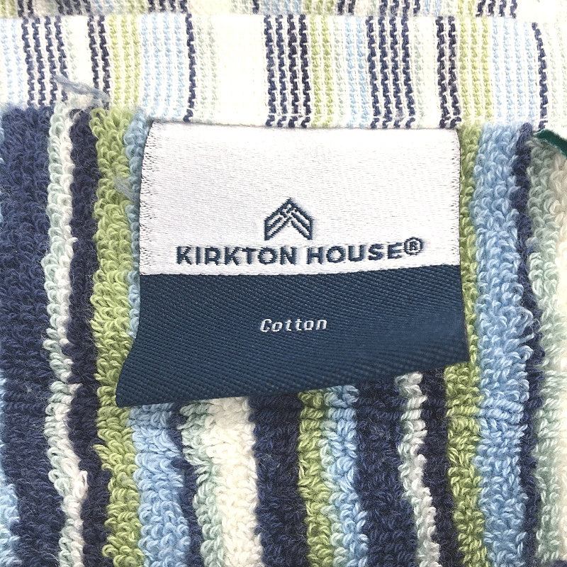 Kirkton House 2 Pack 100% Cotton Blue Green Striped Bath Towel Set NEW
