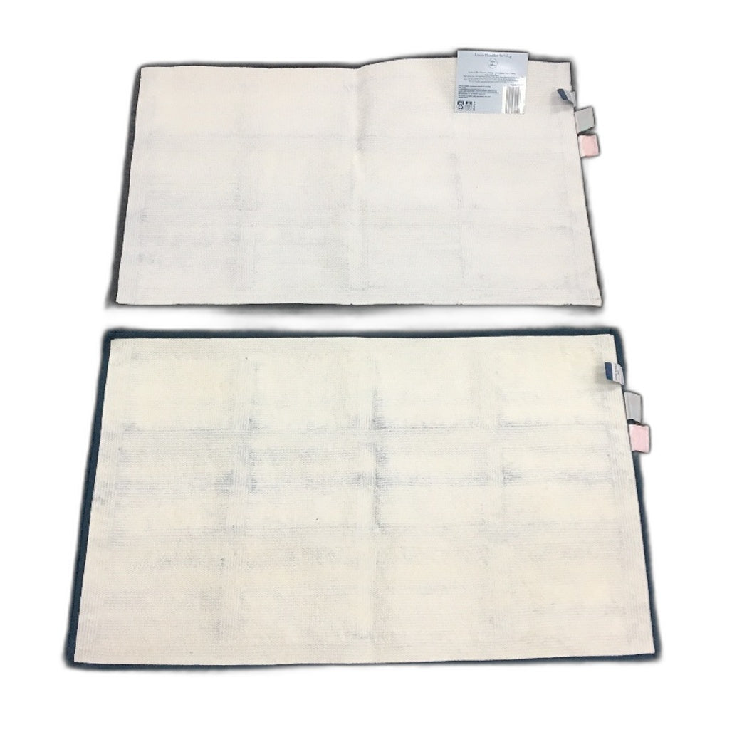 Kirkton House 2pc Charcoal & Teal Rubber Back Luxury Microfibre Bath Rugs NEW