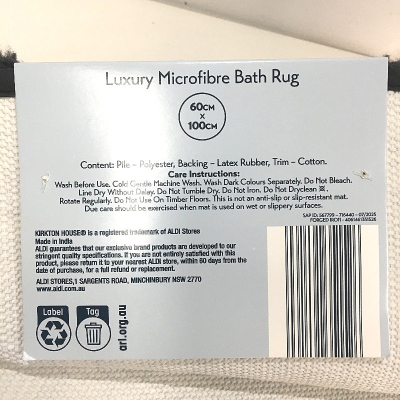 Kirkton House 2pc Charcoal & Teal Rubber Back Luxury Microfibre Bath Rugs NEW