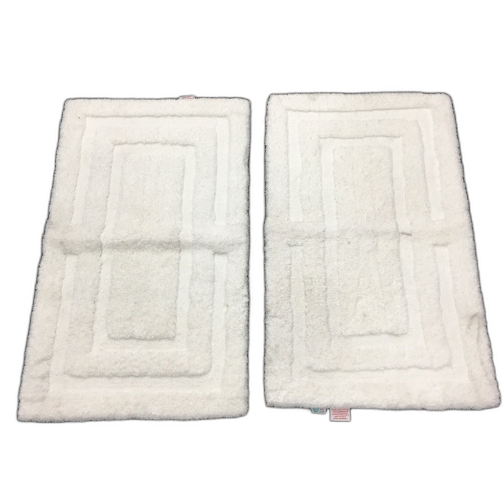 Kirkton House 2pc Bright White Soft Rubber Back Luxury Microfibre Bath Rugs NEW