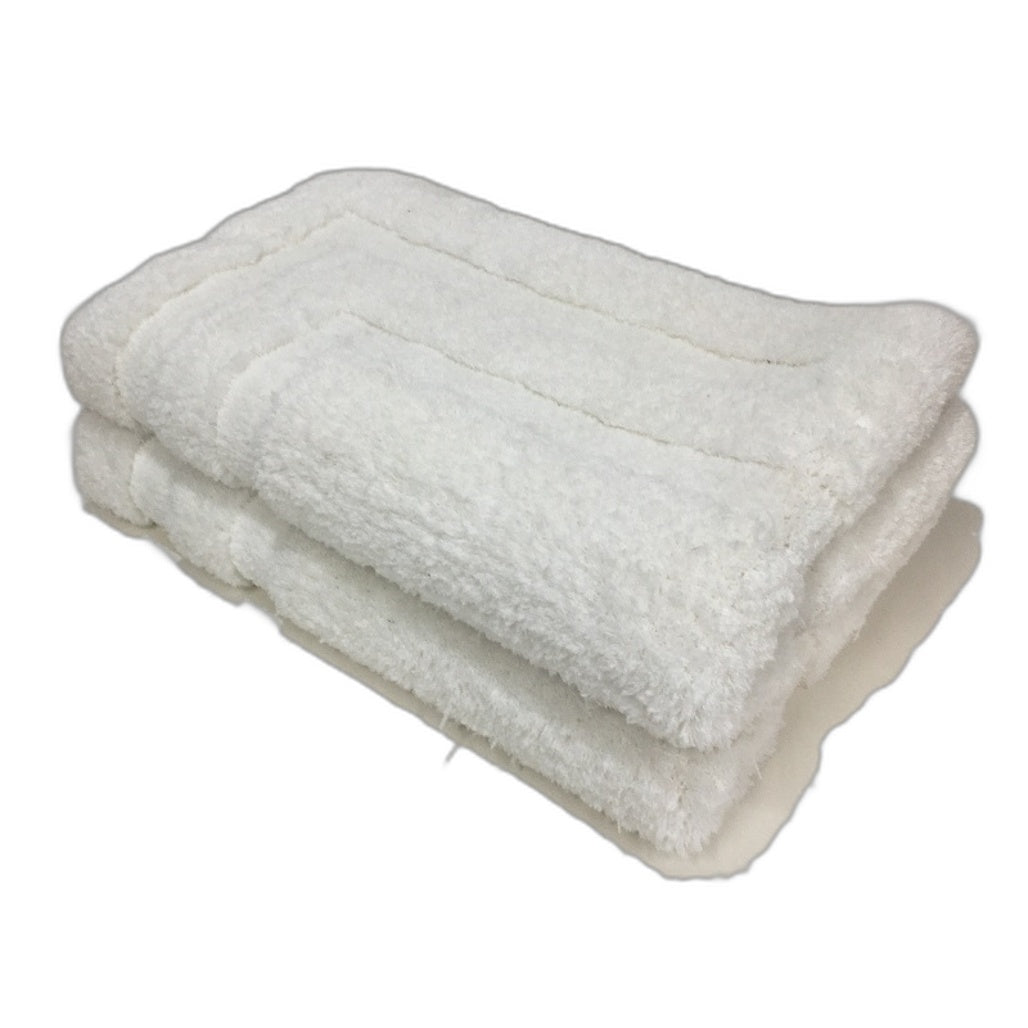Kirkton House 2pc Bright White Soft Rubber Back Luxury Microfibre Bath Rugs NEW