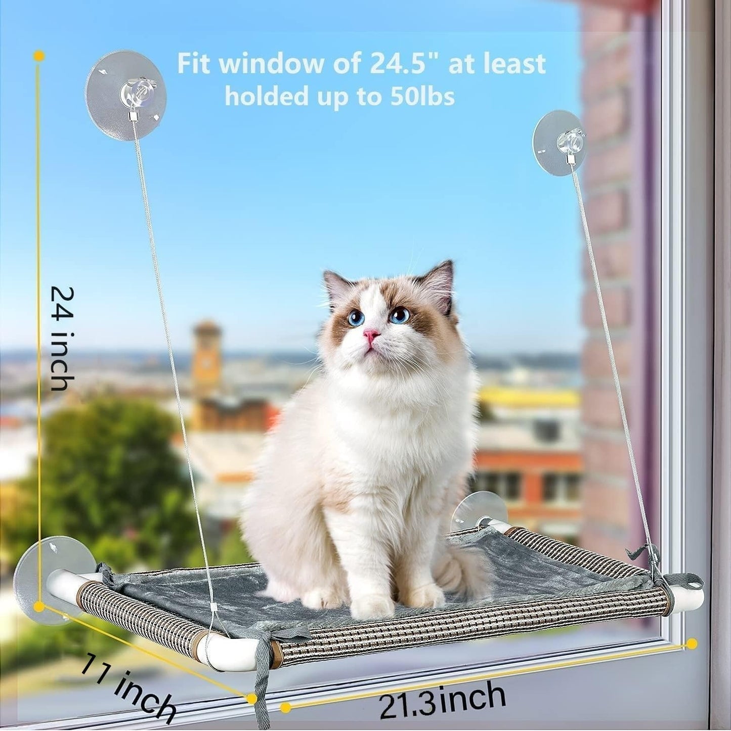 Hopet Space Saving Cat Hammock Easy Set Up Window Perch With Suction Cups NEW
