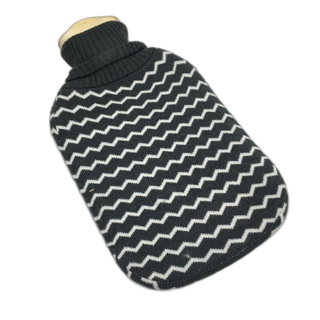 Target Warm & Soothing Hot Water Bottle & Charcoal Grey Stripe Knit Cover 2L NEW