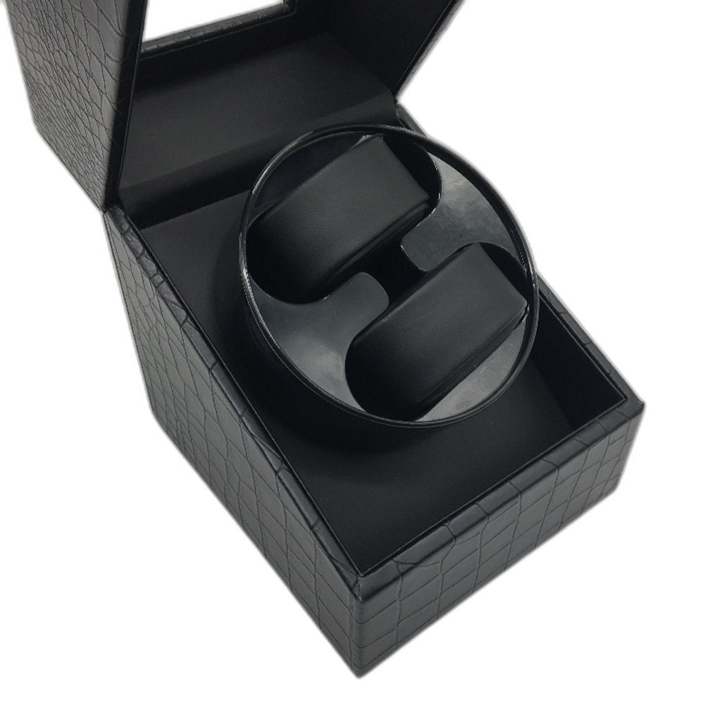 Lian Black Faux Leather Rotating USB Corded Quiet Motor Double Watch Winder NEW