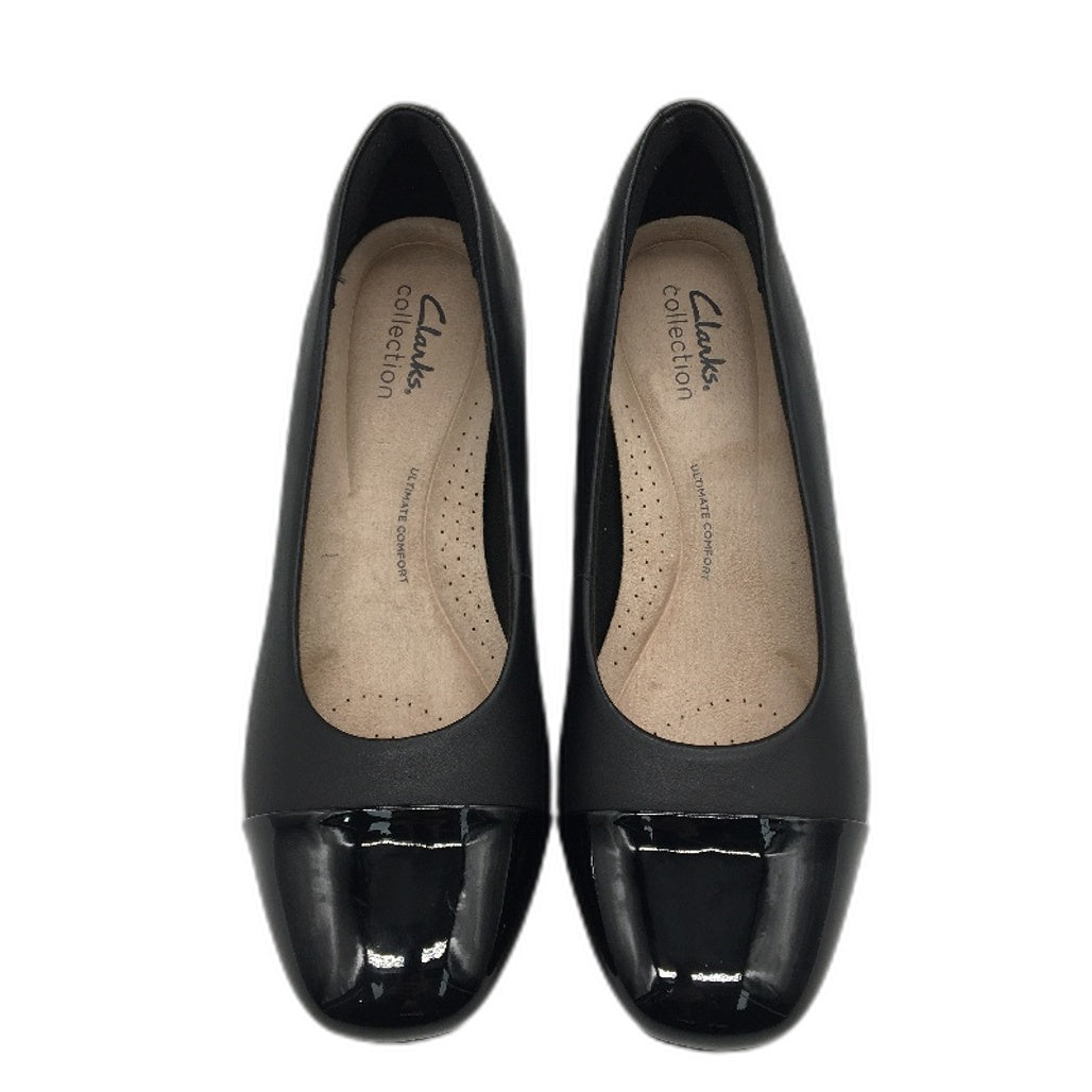 Clarks Black Leather Marilyn Sara Low Heel Shoes Ladies Size US 7 EU 37.5 NEW