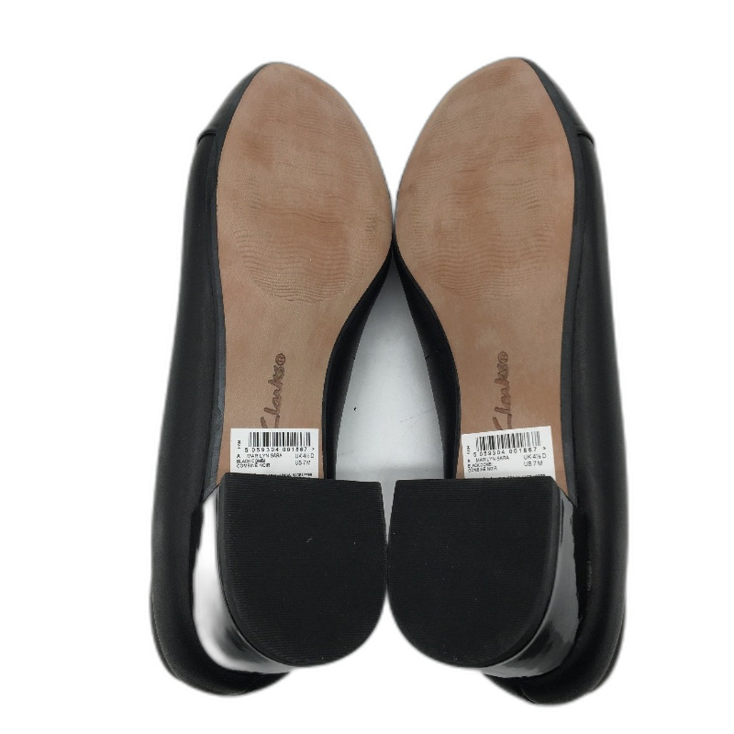 Clarks Black Leather Marilyn Sara Low Heel Shoes Ladies Size US 7 EU 37.5 NEW