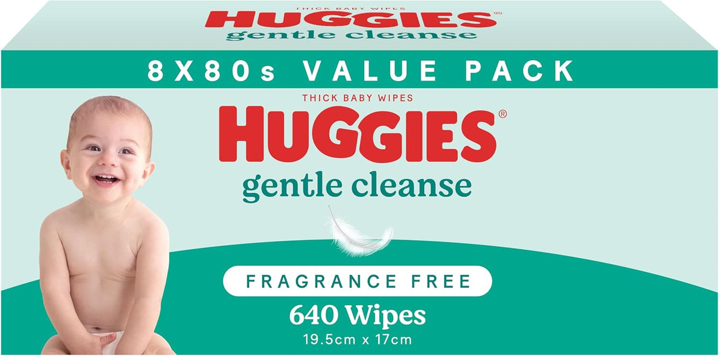 Huggies Thick Baby Wipes Fragrance Free 640 Box Pack 8 x 80s Value Pack NEW