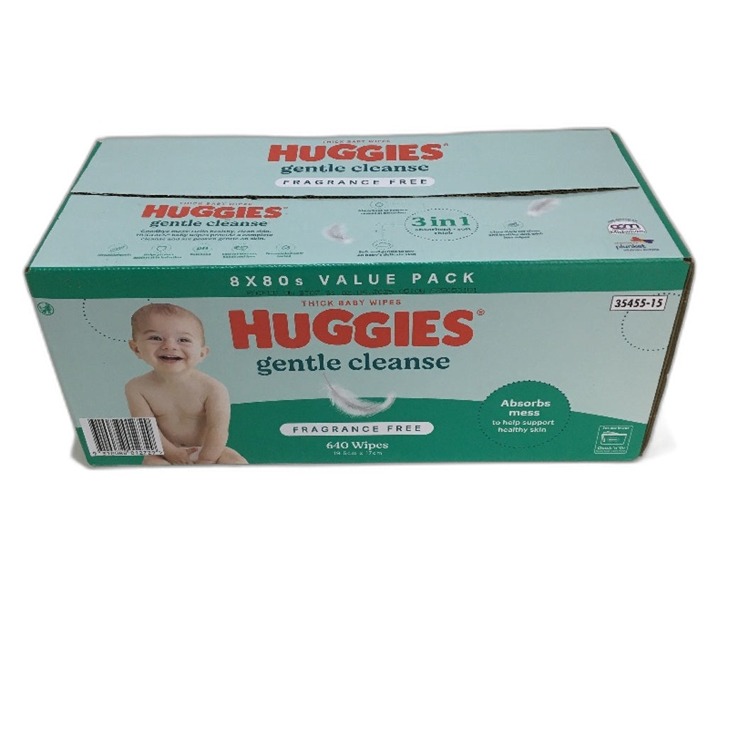 Huggies Thick Baby Wipes Fragrance Free 640 Box Pack 8 x 80s Value Pack NEW