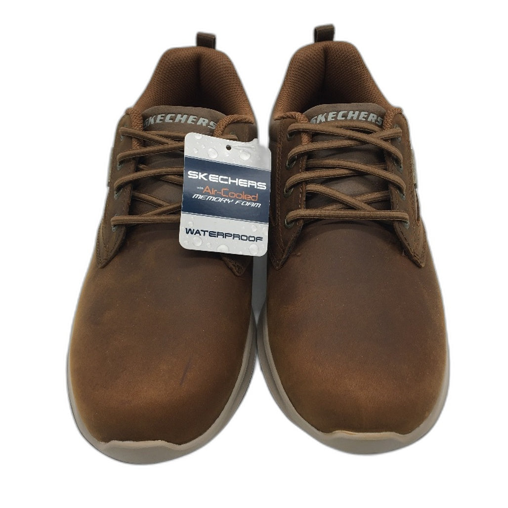 Skechers AirCooled Atigo Brown Leather Waterproof Shoes Men US 10 EU 43 NEW