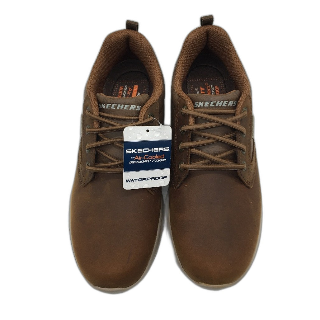 Skechers AirCooled Atigo Brown Leather Waterproof Shoes Men US 10 EU 43 NEW