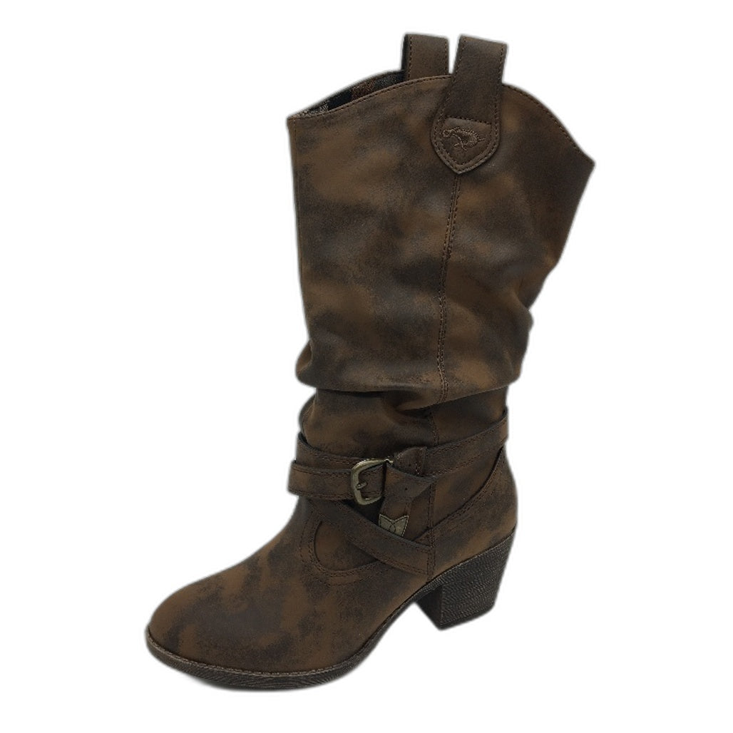 Rocket Dog Leather Look Cowboy Style Pull On Heeled Boots Ladies Size US 7.5 NEW