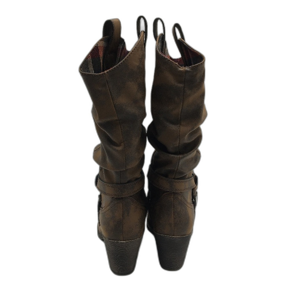 Rocket Dog Leather Look Cowboy Style Pull On Heeled Boots Ladies Size US 7.5 NEW