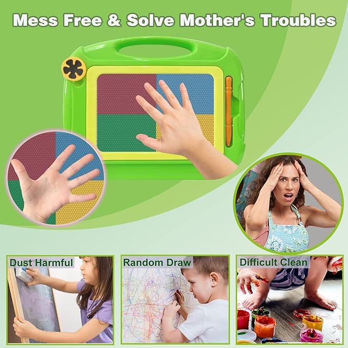 Kids Magnetic Drawing Board Erasable Doodle Pad With Pen Stamps & Legs Age 3+