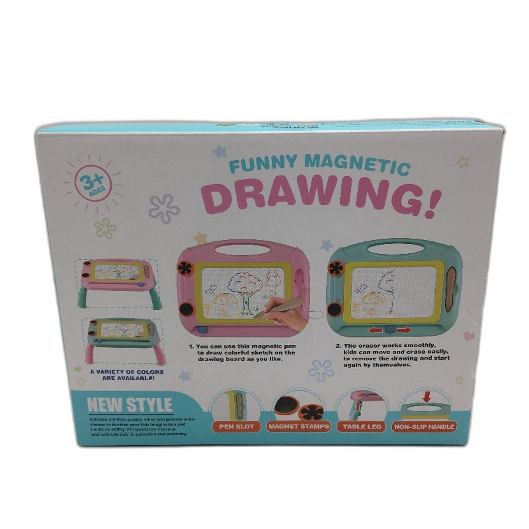 Kids Magnetic Drawing Board Erasable Doodle Pad With Pen Stamps & Legs Age 3+