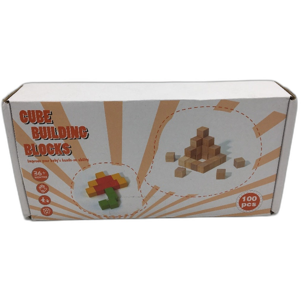 Wooden Cube Building Blocks 98PCS 2CM Plain Wood DIY Craft Stamps Painting NEW