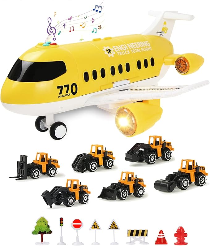 Transport Cargo Airplane Engineering Truck Total Flight Music Vehicle Toy Age 3