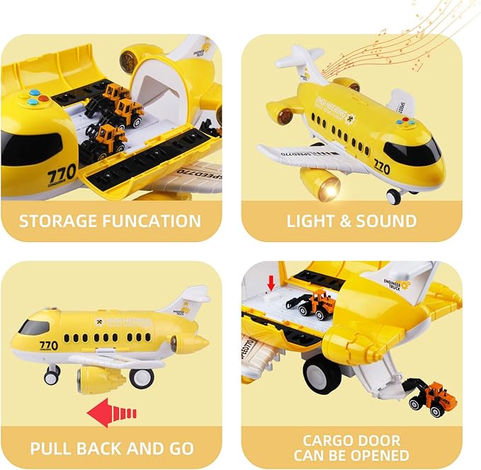 Transport Cargo Airplane Engineering Truck Total Flight Music Vehicle Toy Age 3