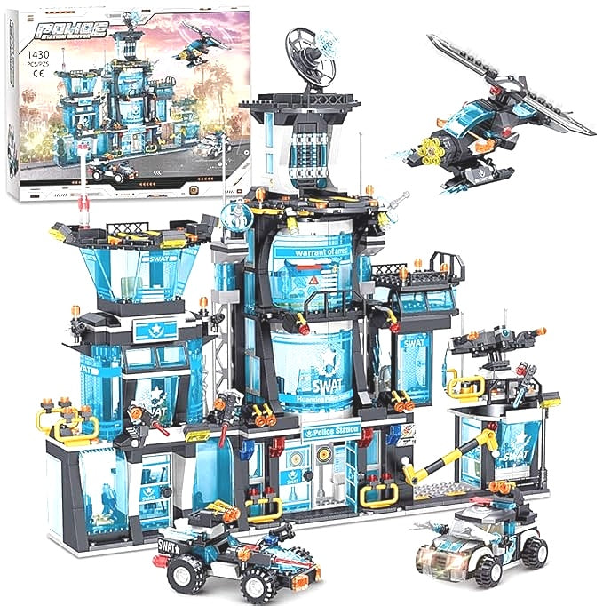 City Police Station Centre Building Set With Police Car & Helicopter 1430PCS NEW