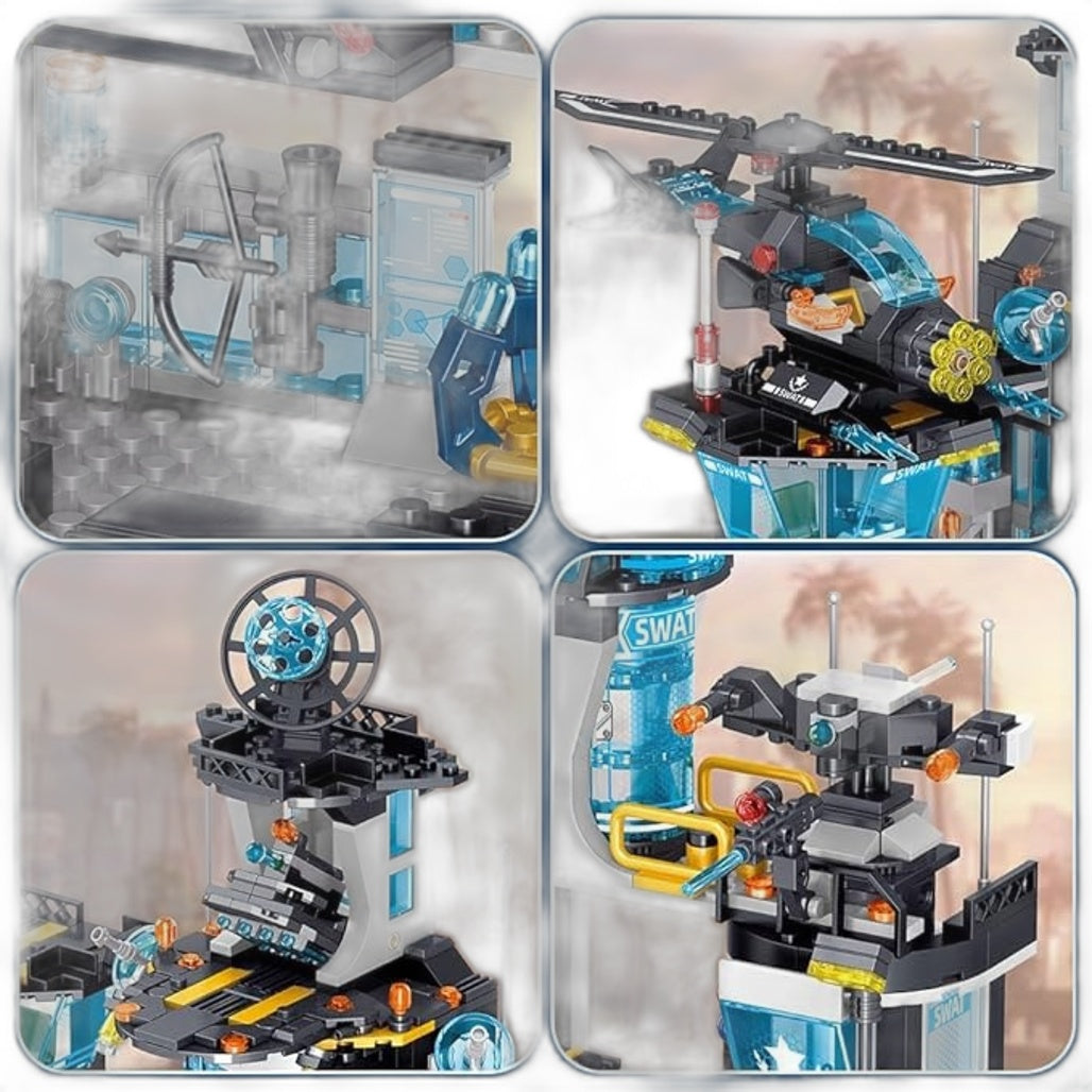 City Police Station Centre Building Set With Police Car & Helicopter 1430PCS NEW