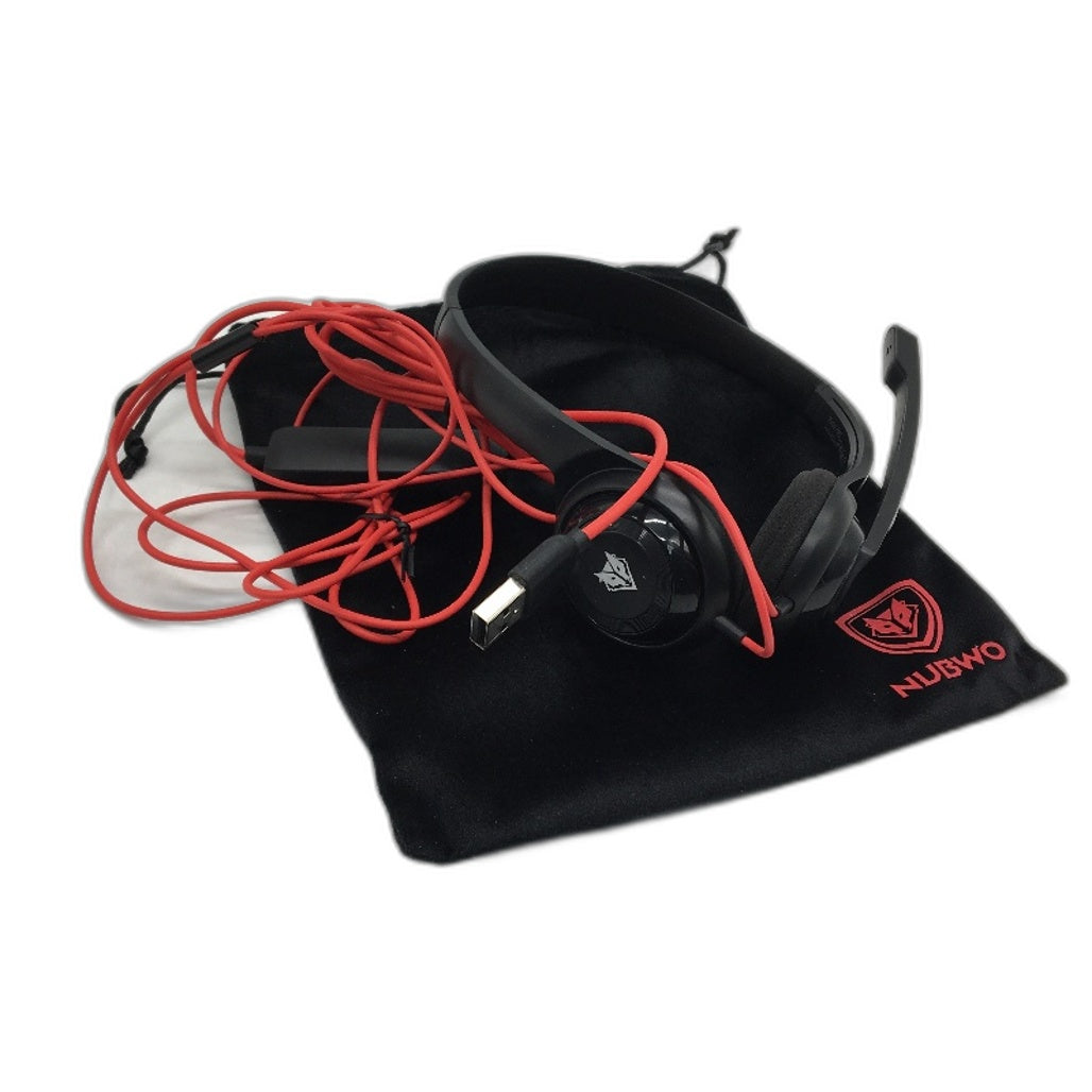 NUBWO HW02 USB Wired Computer Headset With Microphone Lightweight On Ear Black