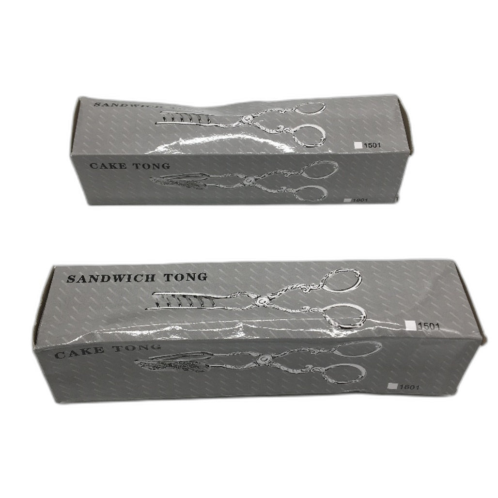 Pack Of 2 Pointed Head Bread Cake Tongs Buffet Barbecue Clamps Vintage Style NEW