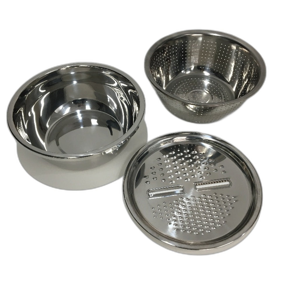 Stainless Steel 3 PCS Multifunctional Drip Draining Basket Bowl Set Grater Tool