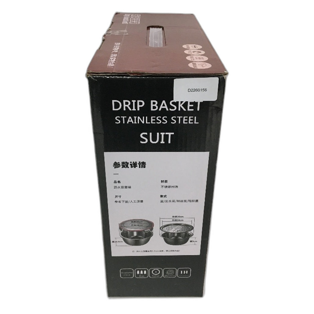 Stainless Steel 3 PCS Multifunctional Drip Draining Basket Bowl Set Grater Tool