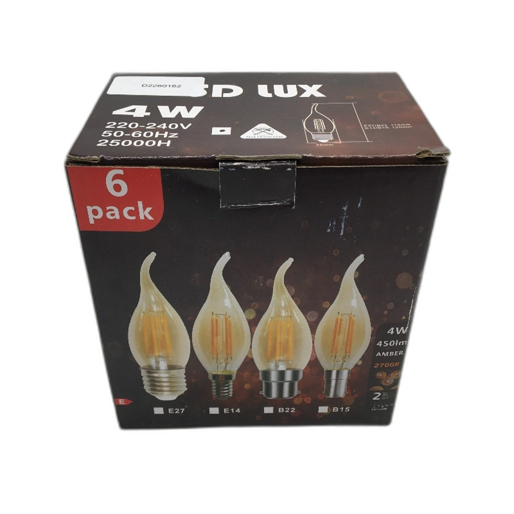 SD LUX 6 Pack 4W E14 LED Candle Warm Light Bulbs Vintage Style Energy Saving