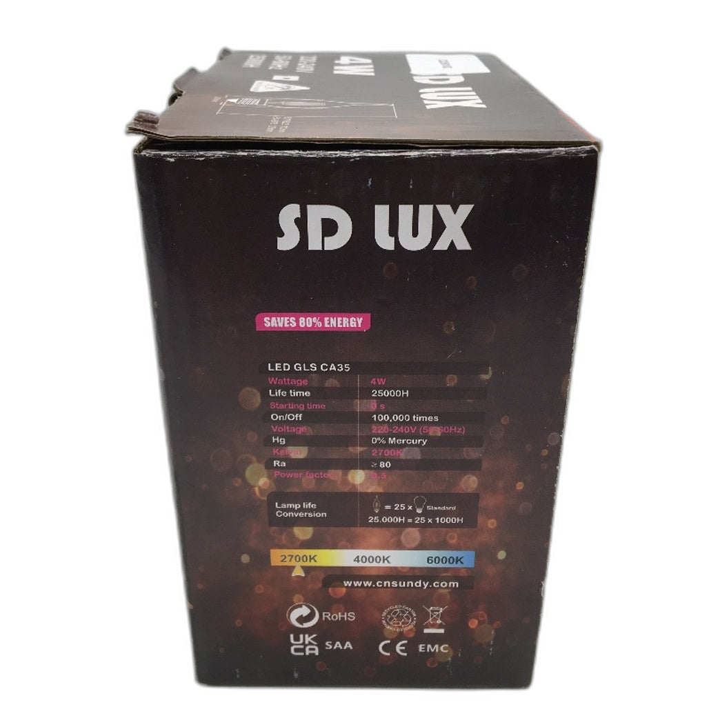 SD LUX 6 Pack 4W E14 LED Candle Warm Light Bulbs Vintage Style Energy Saving