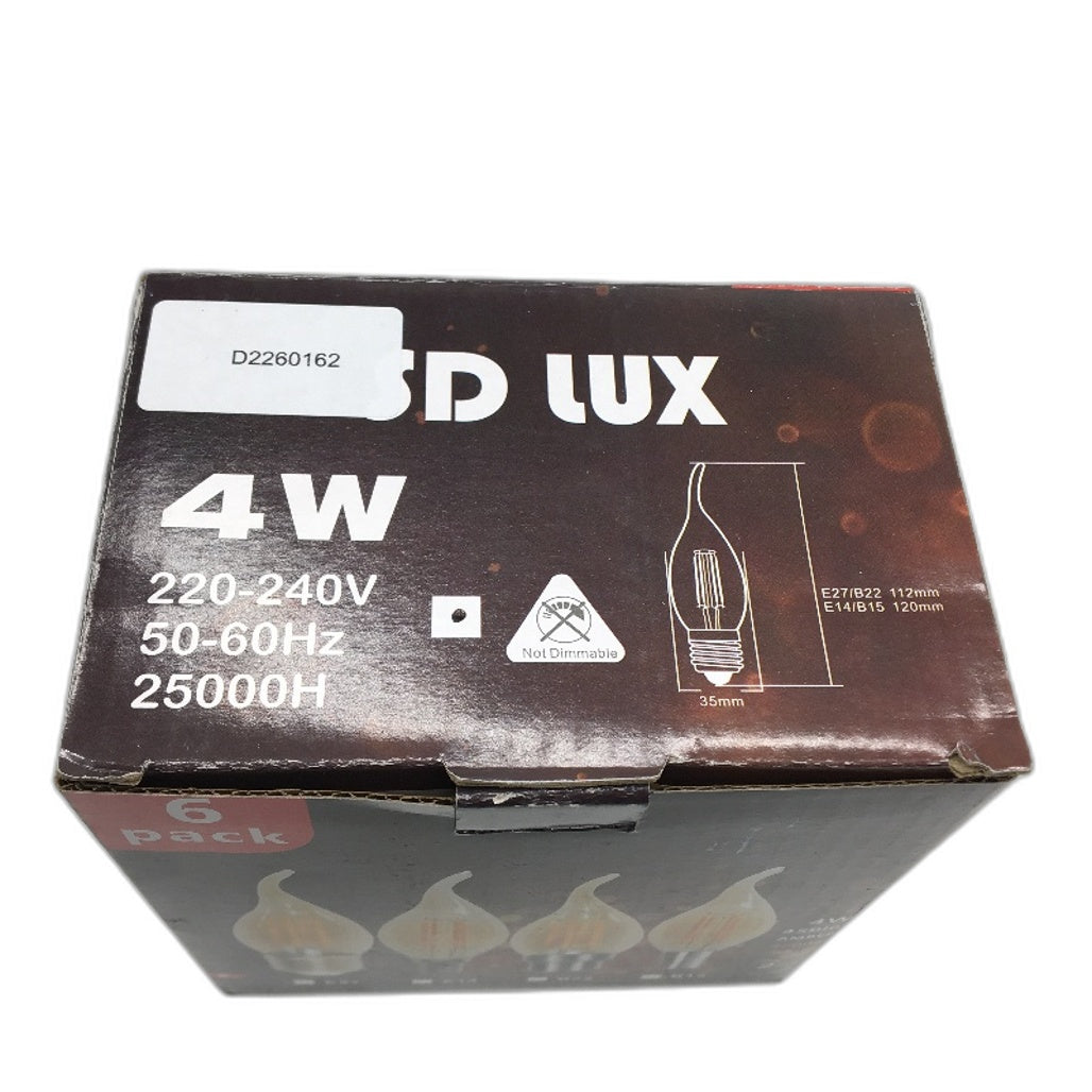 SD LUX 6 Pack 4W E14 LED Candle Warm Light Bulbs Vintage Style Energy Saving