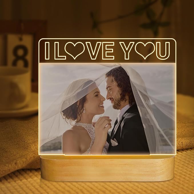 Light Up Picture Frame I Love You Acrylic 4 x 6 Inch Photo Lamp Night Light Gift