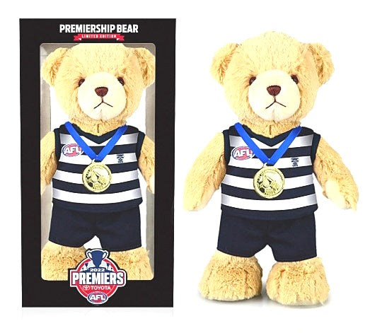 Official AFL 2022 Premiership Bear Geelong Cats Limited Edition Soft Plush Toy