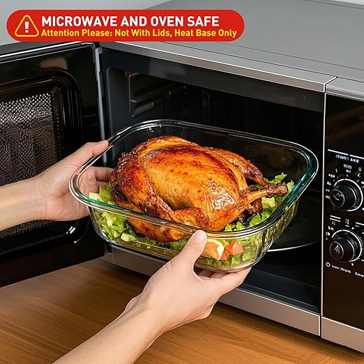 Feshory 2 Pack 2.2L Airtight Glass Food Containers With Lids Leakproof BPA Free