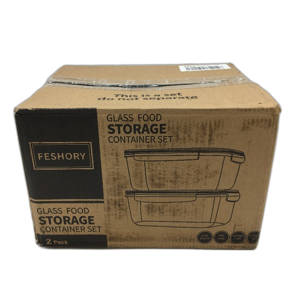 Feshory 2 Pack 2.2L Airtight Glass Food Containers With Lids Leakproof BPA Free
