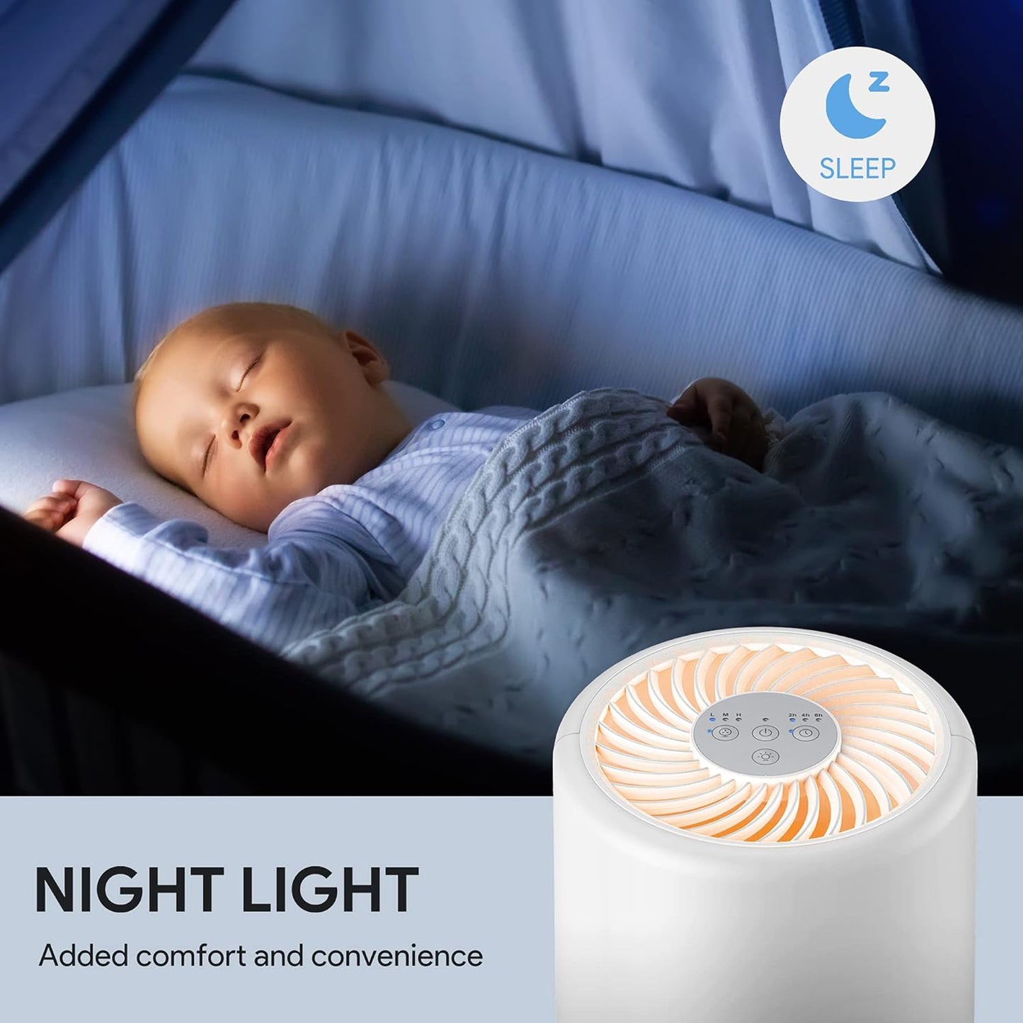 Fulminare PU-P05 True HEPA Filter White Air Purifier with Night Light NEW