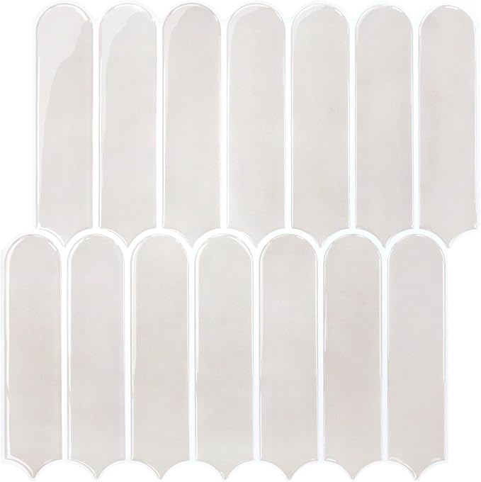 COMSTICKC Decor 10 Piece Beige Fish Scale Peel and Stick Backsplash Tiles NEW