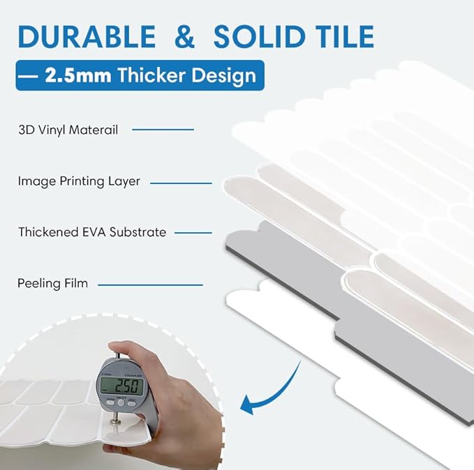 COMSTICKC Decor 10 Piece Beige Fish Scale Peel and Stick Backsplash Tiles NEW