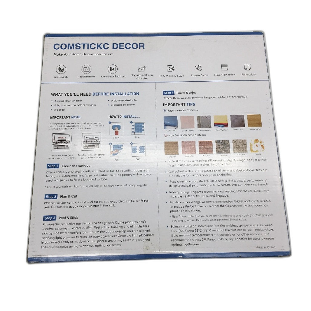 COMSTICKC Decor 10 Piece Beige Fish Scale Peel and Stick Backsplash Tiles NEW