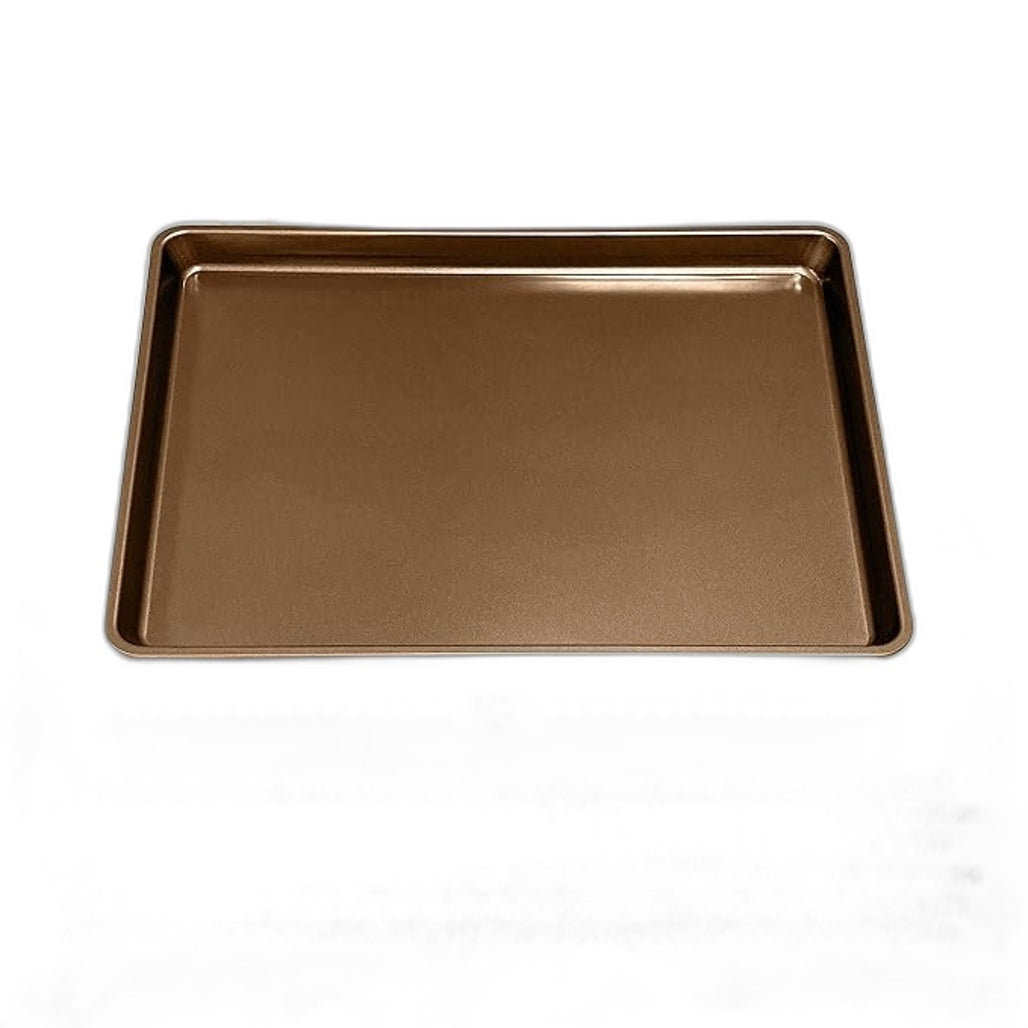 NutriChef 2 Piece 22x16 Inch Nonstick Carbon Steel Mega Bake Pans in Gold NEW