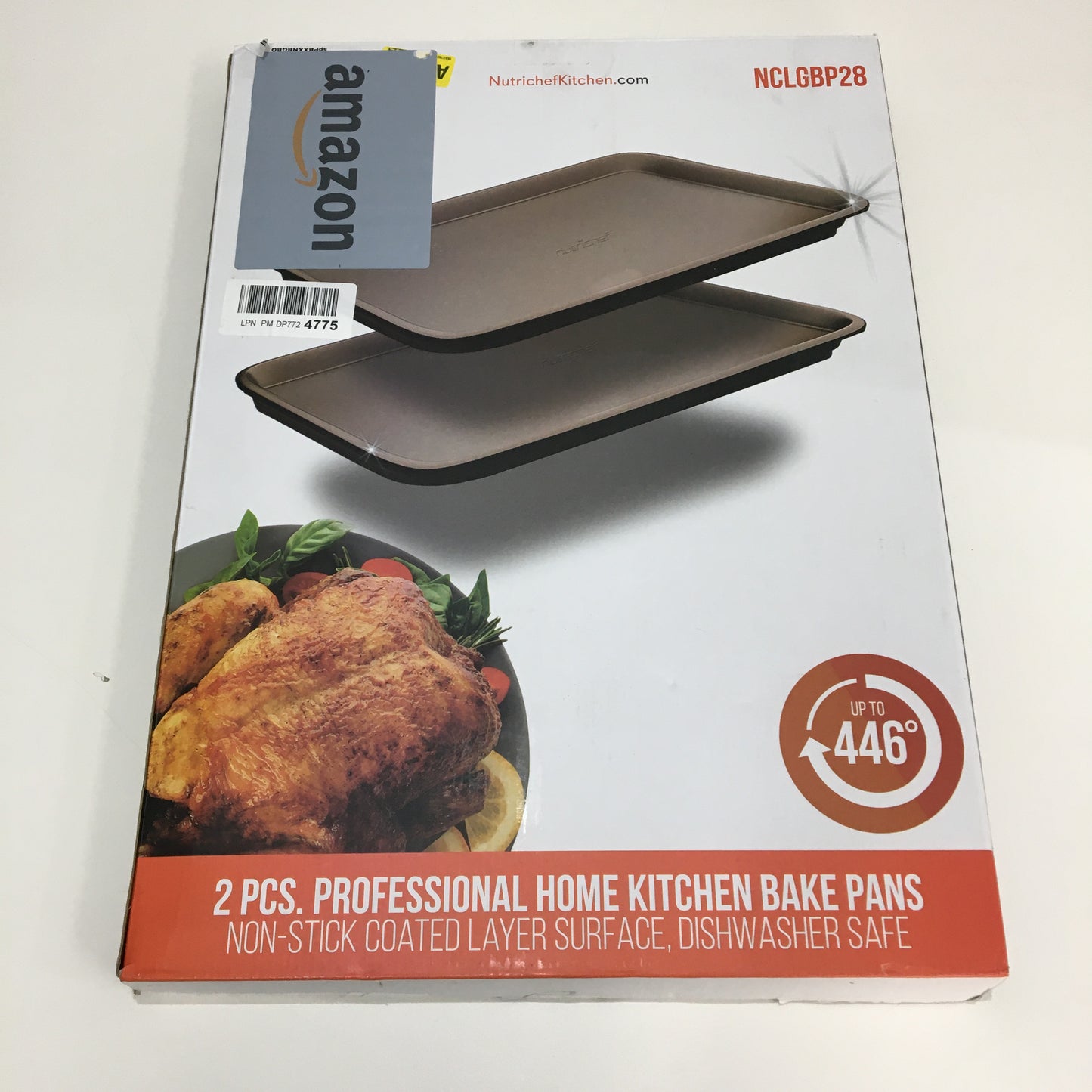 NutriChef 2 Piece 22x16 Inch Nonstick Carbon Steel Mega Bake Pans in Gold NEW