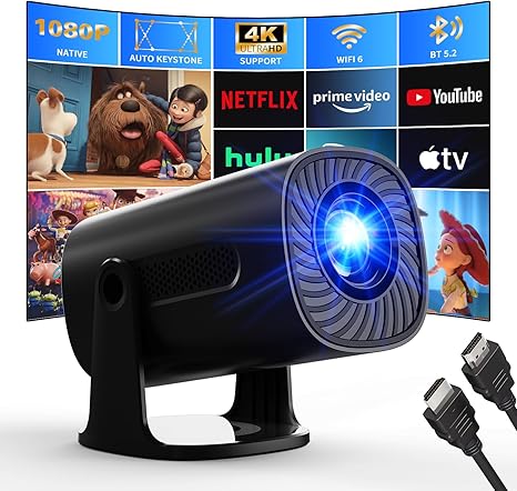 Agima 1080p Built in Smart OS Portable Home Video Projector in Black DEMO