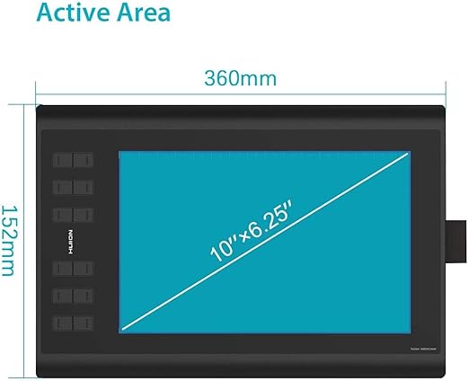 Huion Inspiroy H1060P Battery Free Pen Drawing Graphic Tablet 10x6 Inch NEW